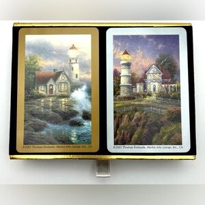Thomas Kinkade Lighthouse Art with Gold and Black Borders